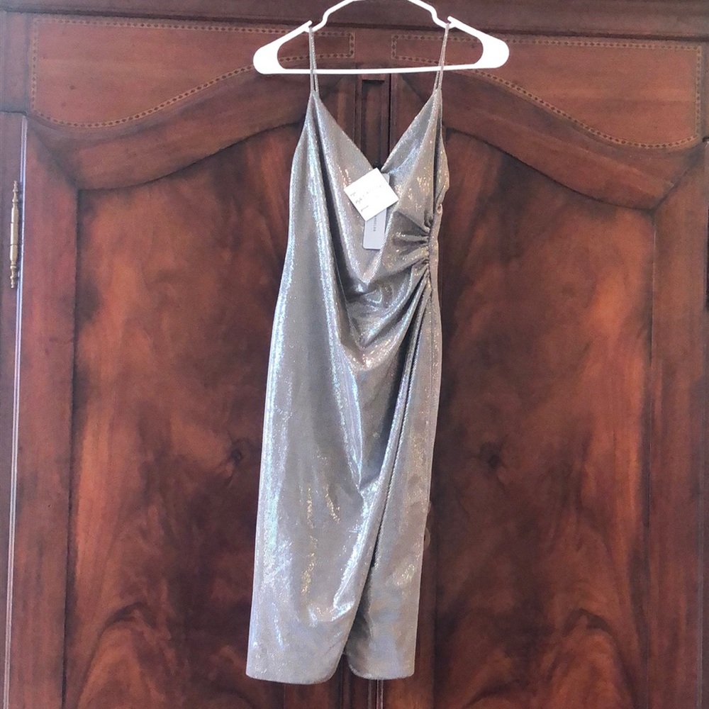 Black Halo shimmery cocktail dress